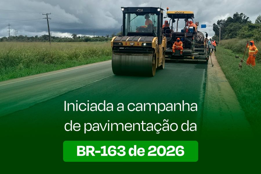 Foto Via Brasil BR-163 inicia campanha de pavimentação de 2026 na BR-163